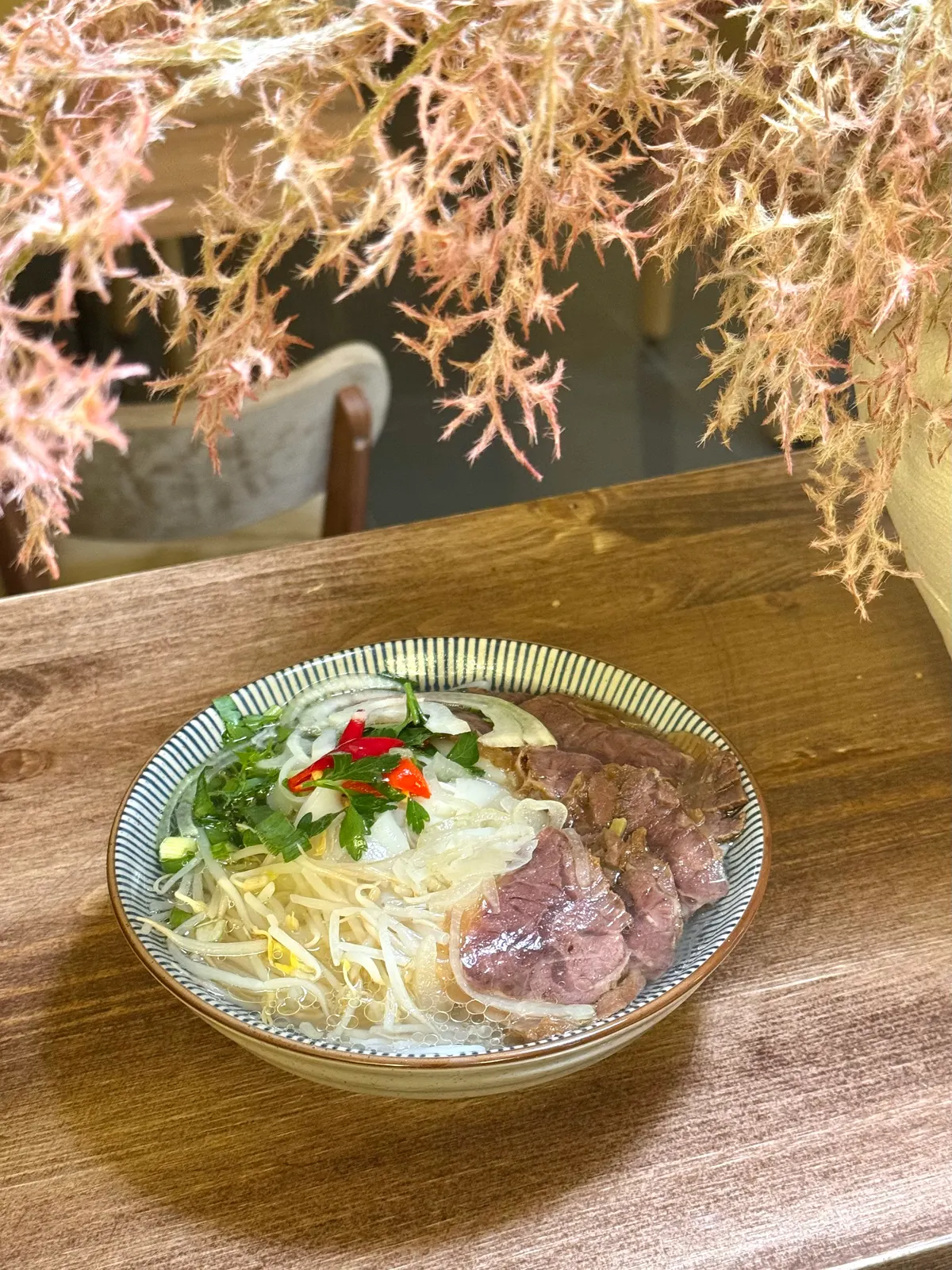 Beef noodle soup served at Zorya